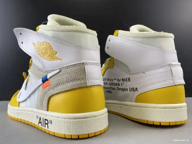 Jordan Dark Air Yellow-Cone NRG Off-White 1 AQ0818-149 Powder x White 0426